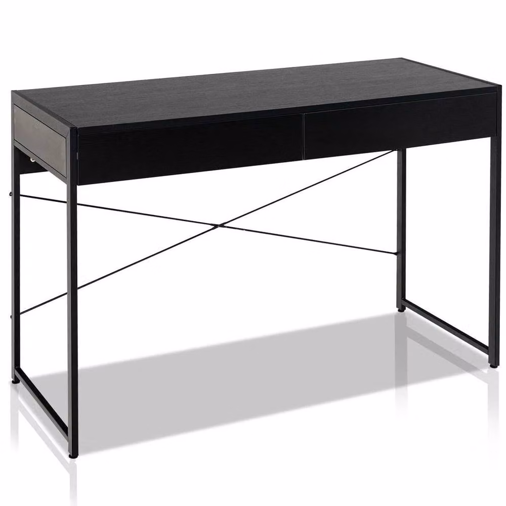 SPETLEK Industrial Computer Desk with 2 Drawers in Black, Width: 112 cm – 5