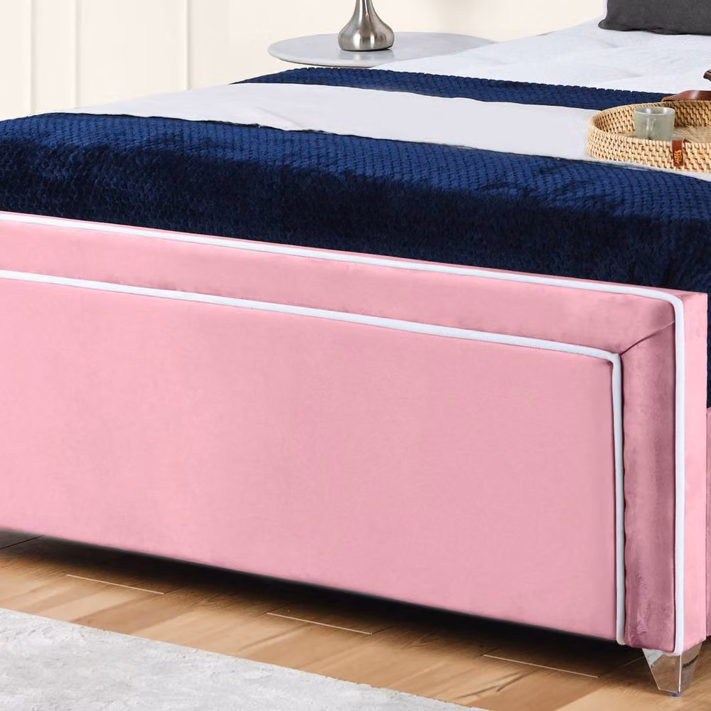 UK Bed Furniture Ariana Upholstered Velvet Bed Frame in Pink, Size: 180 x 200 cm – 3