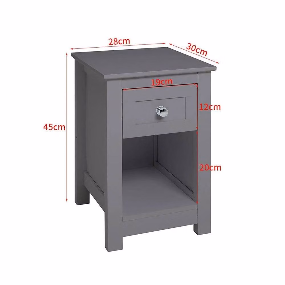 KORVIXA Grey Small End Table with Drawer – 2