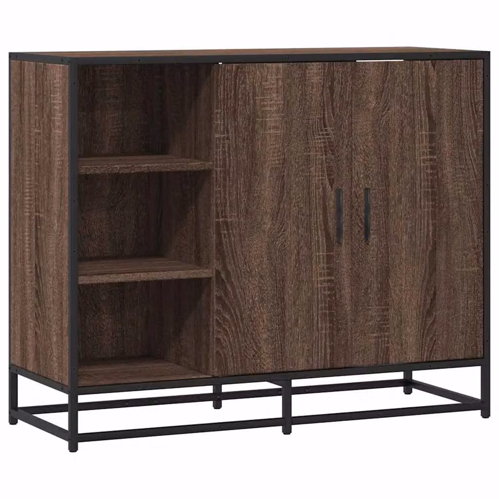 Berkfield Home Industrial Sideboard in Brown Oak, W/D/H: 92 x 35 x 76 cm – 1