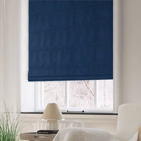 Terrys Clarence Velvet Made to Measure Roman Blind in Blue