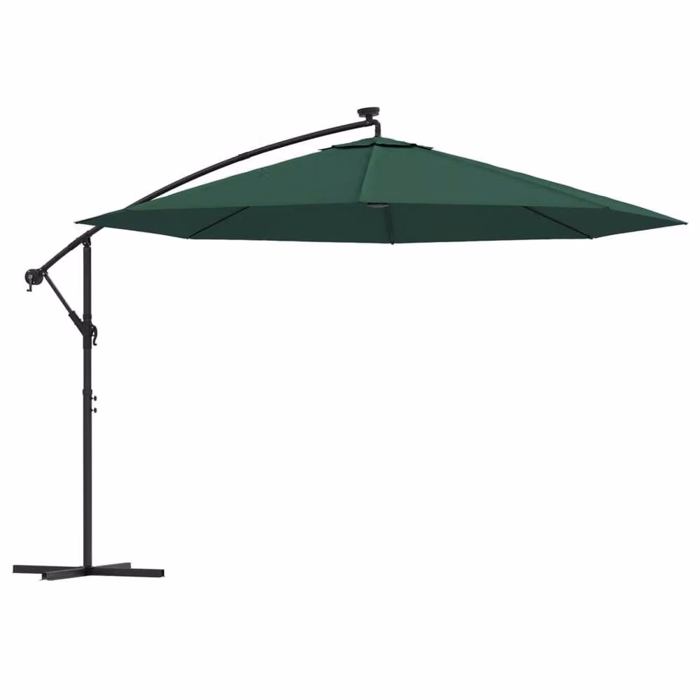 Berkfield Home Elegant Green Cantilever Garden Umbrella with LED Lights and Metal Pole, 350 cm – 3