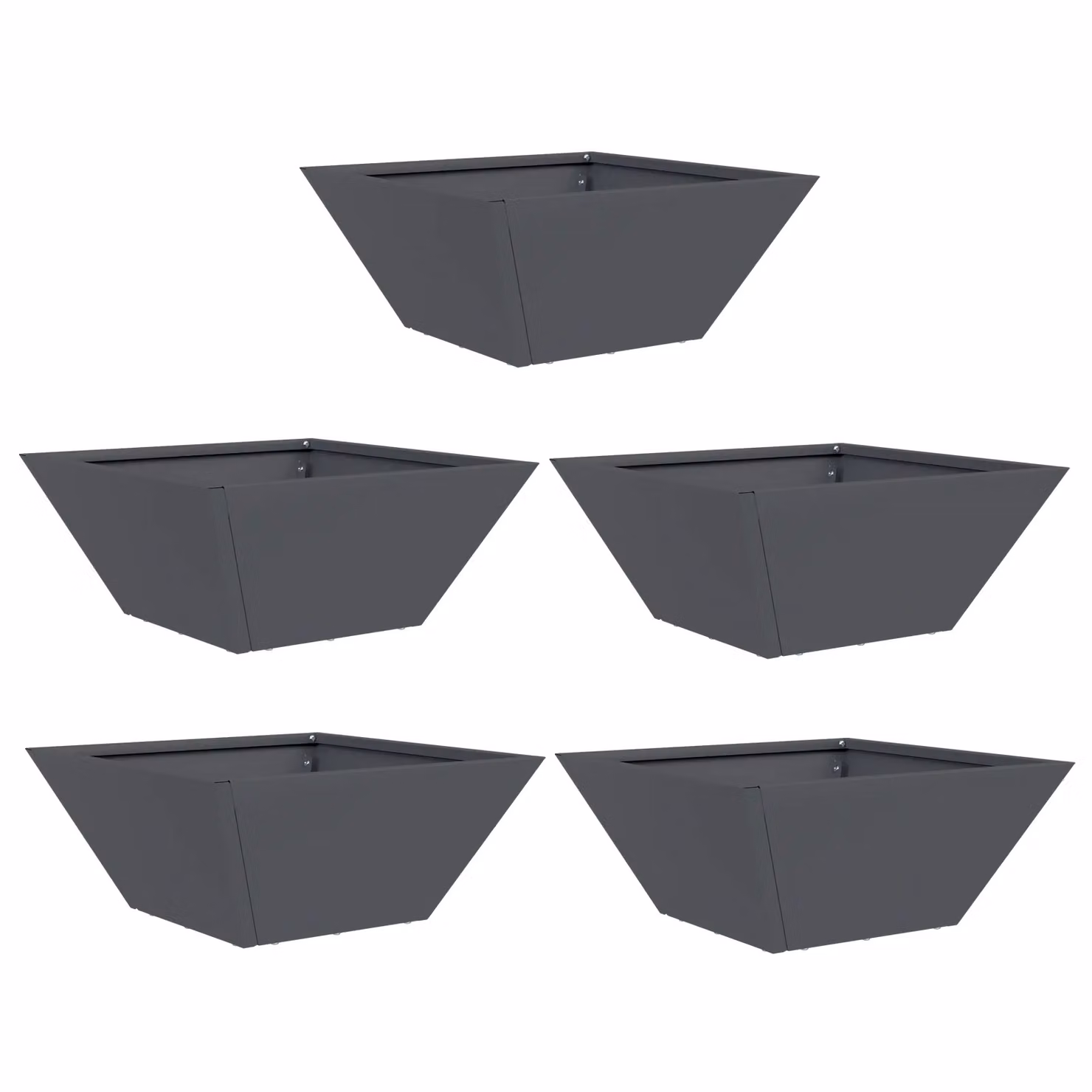 Berkfield Home 5 Piece Anthracite Steel Planter Tub Set, W/D/H: 35 x 35 x 15 cm – 2