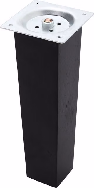Livingandhome Set of 4 Black Matt Wooden Furniture Legs with Galvanised Metal Screws, Height: 20 cm