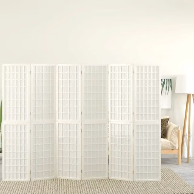 Berkfield Home Japanese Style 6-Panel Folding Room Divider, White, W/H: 240 x 170 cm