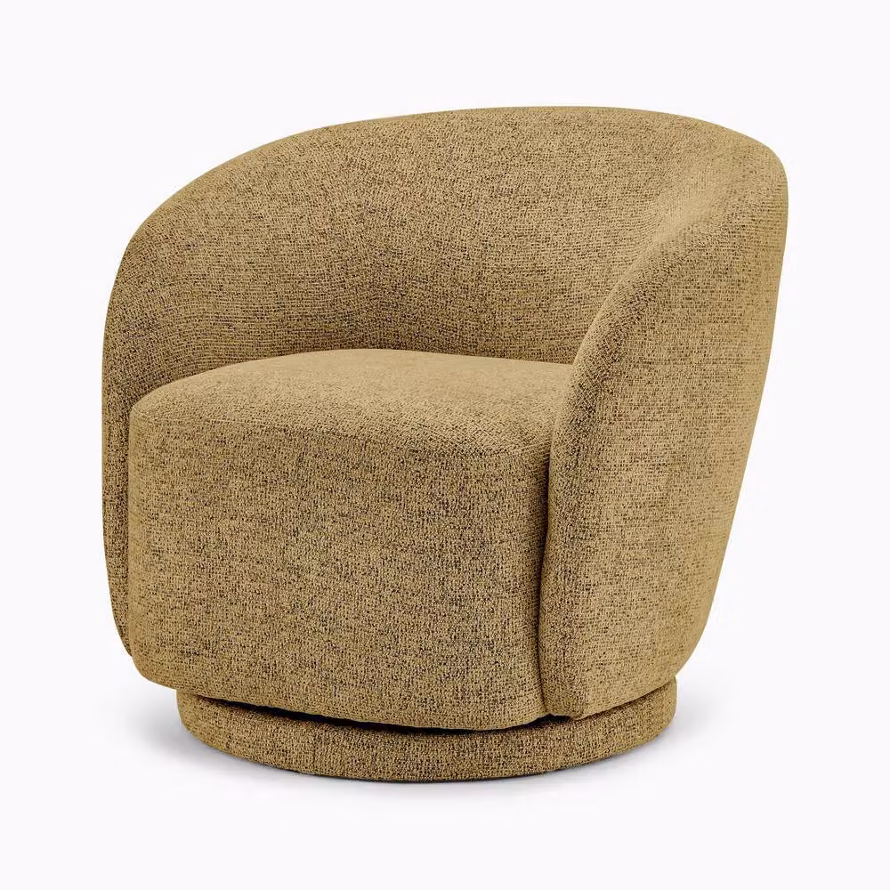 FurnitureboxUK Romilly Yellow Fabric Swivel Accent Tub Chair with Solid Wood Frame – 2