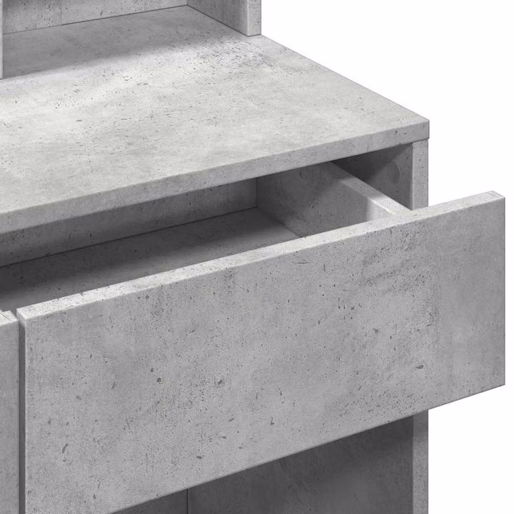 Berkfield Home Beautiful Dressing Table with Hollywood LED Mirror in Concrete Grey, W: 80 cm, D: 41 cm, H: 144.5 cm – 4