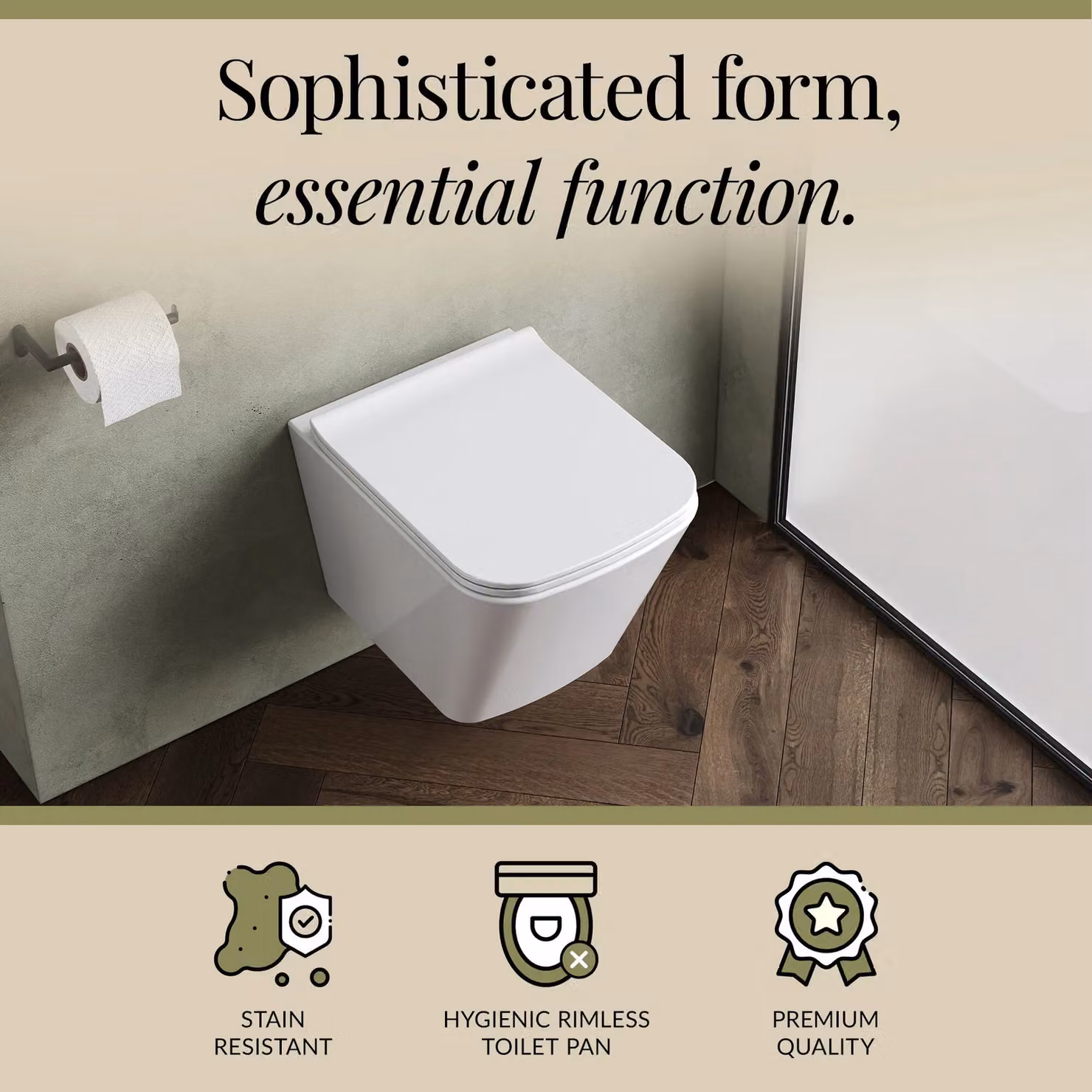 Balterley White Ceramic Rimless Wall Hung Square Toilet Pan and Soft Close Seat W/D/H: 32.5 x 35 x 48 cm – 3