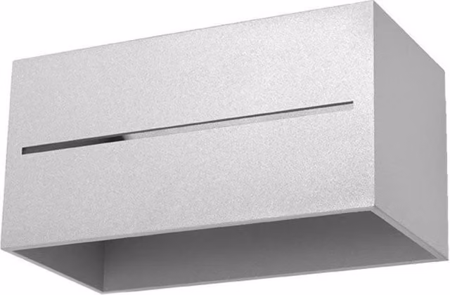Sollux Lighting Modern Grey Aluminium Up and Down Wall Lamp, W/D/H: 10 x 20 x 12 cm