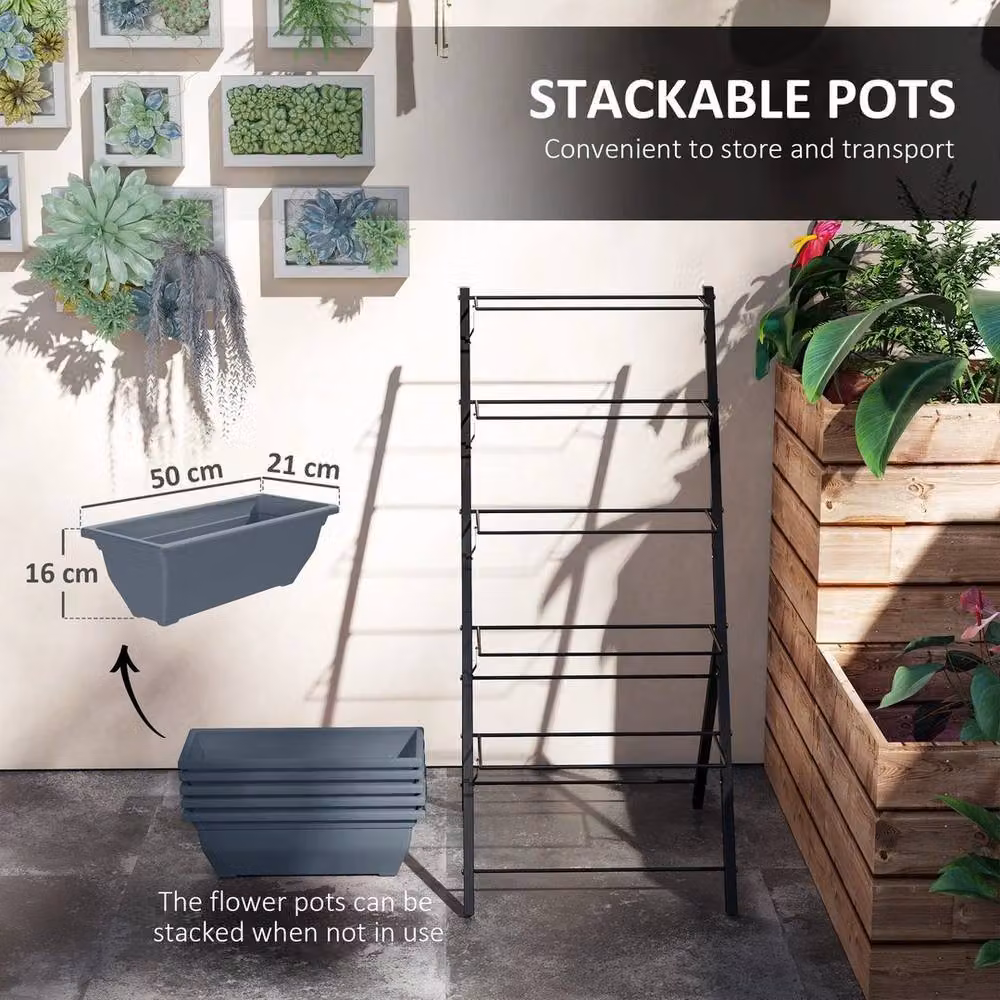 Kelvenix 5-Tier Raised Ladder Planter in Grey – 2