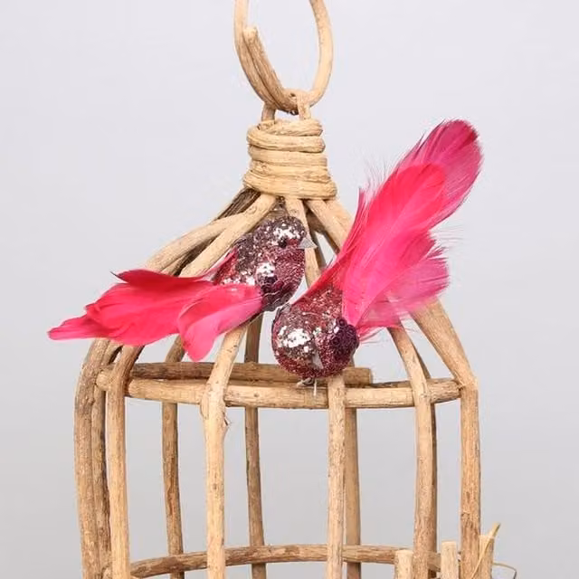 Kingsbury Gifts Pair of Pink Glitter Bird Figures with Clip
