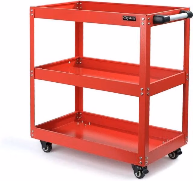 Kelvenix Heavy Duty Metal Tool Storage Garage Trolley in Red, W/D/H: 100 x 52 x 74 cm – 1