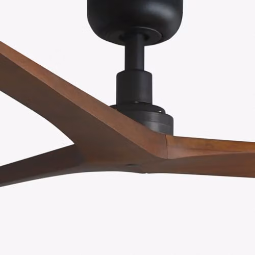 Netlighting Klim Medium 3 Blade Ceiling Fan, Matt Black and Brown Wood, Diameter: 125 cm, Tuya Smart System – 3