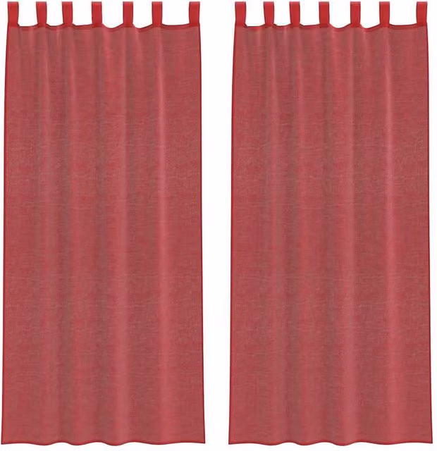 Berkfield Home Red Transparent Voile Fabric Panel Curtains with Tabs, 2 Pack, W: 140 cm, H: 225 cm – 1