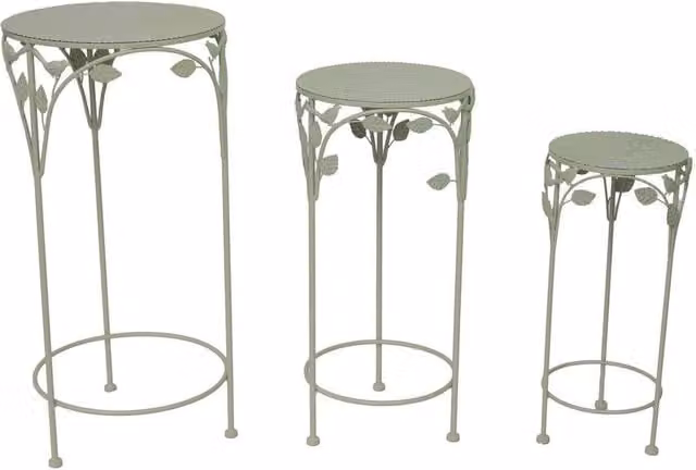 Ascalon Design Ltd Woodland Tall Plant Table Set of 3 in Matt Green Metal