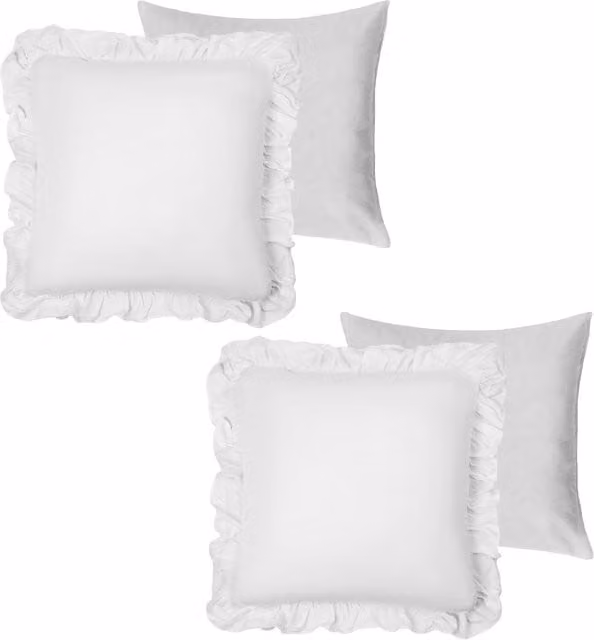 Highams Range Pack of 2 White Linen Frill Filled Square Cushions