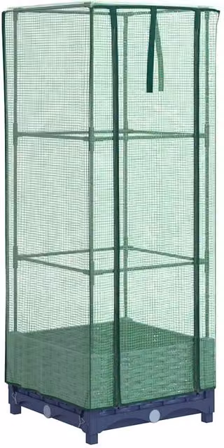 Berkfield Home Raised Bed with Greenhouse Cover in Blue Rattan Look, W/D/H: 40 x 40 x 123 cm – 1