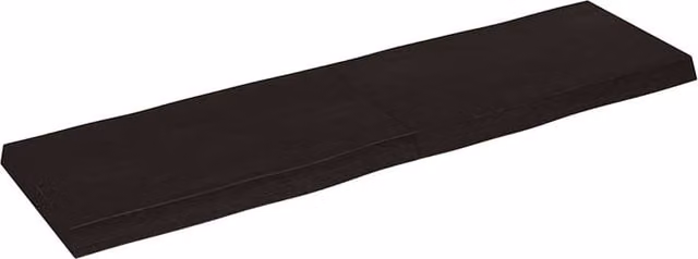 Berkfield Home Live Edge Table Top, Treated Solid Wood in Dark Grey and Dark Brown, W: 140 cm, D: 40 cm, H: 2-6 cm – 1