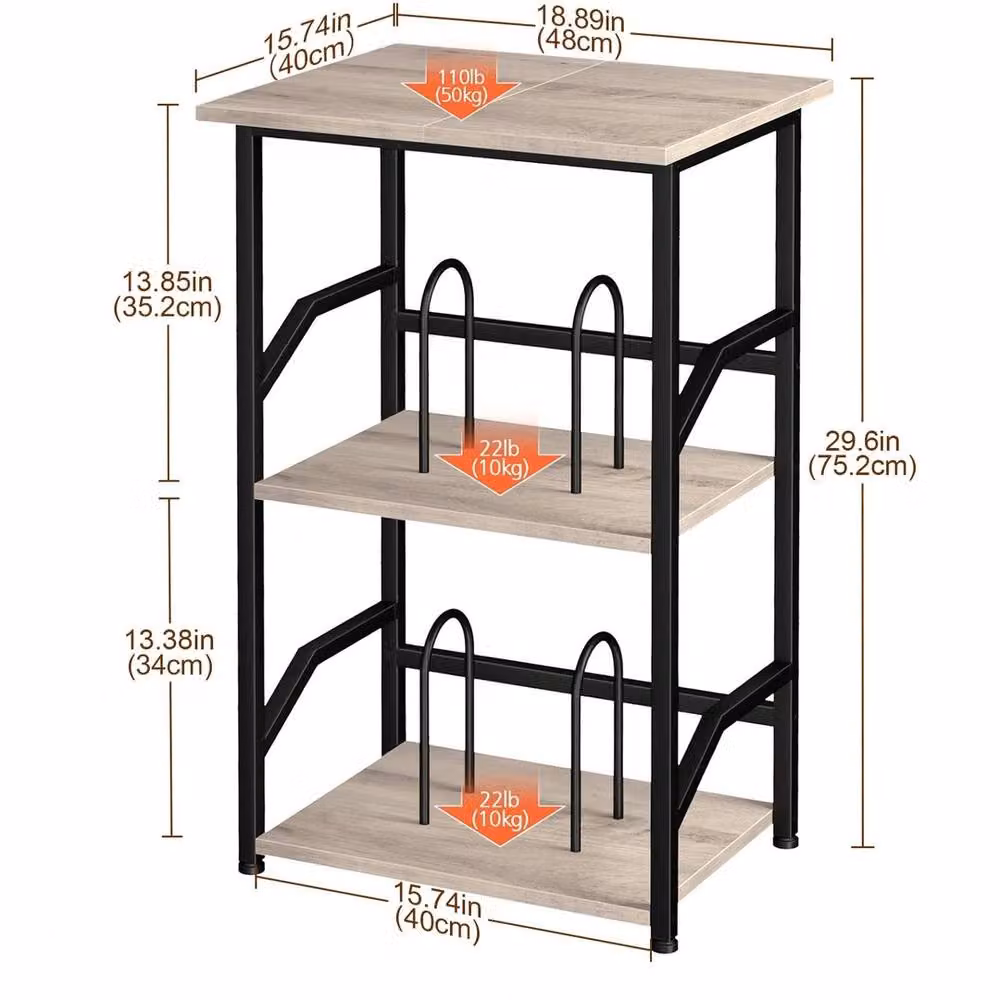 FORGEVIO 3-Tier Modern Bedside Table in Brown, W/D/H: 48 x 40 x 75.2 cm – 2