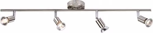 Netlighting Quad Bar Spotlight in Brushed Chrome and Grey, Adjustable and Dimmable GU10 Surface Mount