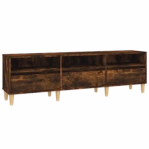 vidaXL TV Cabinet in Smoked Oak, W/D/H: 150 x 30 x 44.5 cm – 1