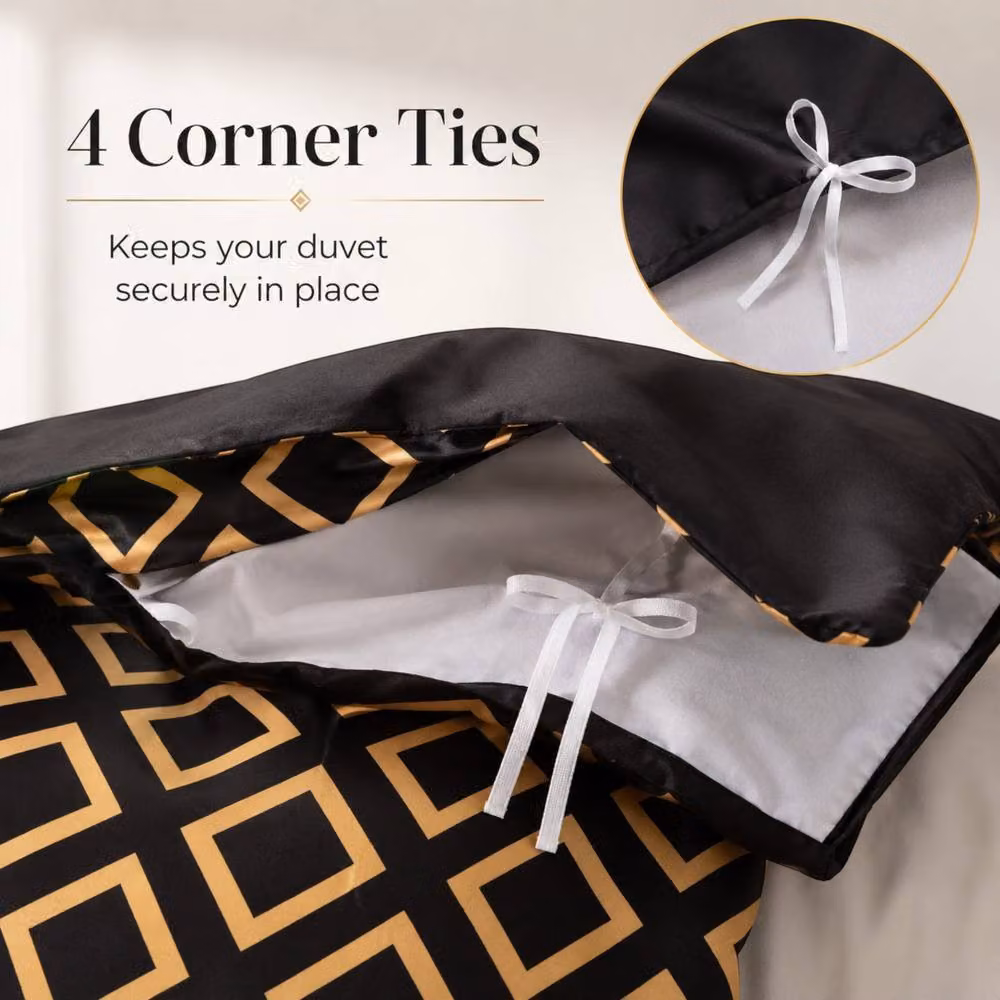 Grace Luxury Satin Silk Duvet Cover and Pillowcase Set, Black, Double, W/D/H: 140 x 200 cm – 6