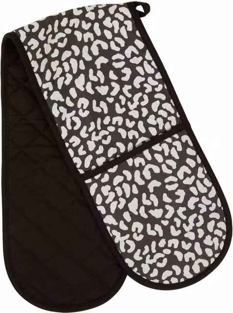 Orsina Black and White Cotton Double Oven Glove with Hanging Loop