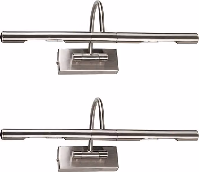 ValueLights Pair of Adjustable Silver Satin Metal Picture Wall Lights