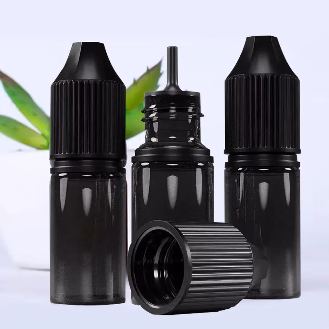 SPETLEK Empty Black Plastic Bottles for Essential Oils and Liquids, 10ml – 6