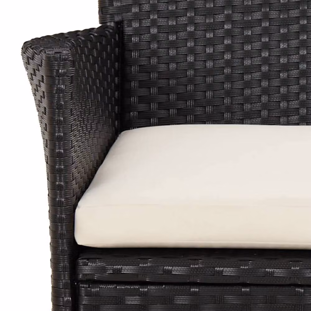 Berkfield Home Modern Black Poly Rattan Garden Chairs with Cushions, Set of 2 – 4