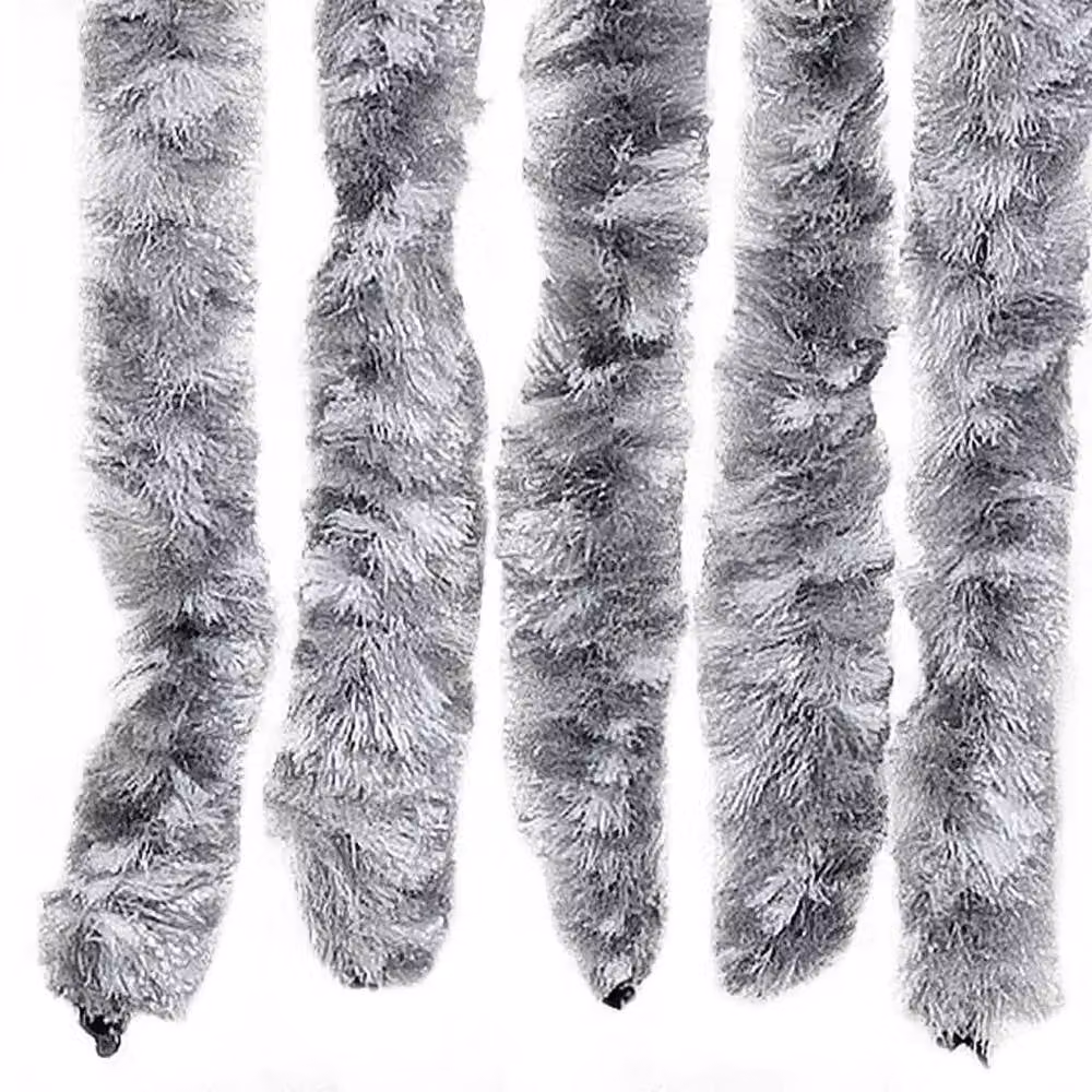 Berkfield Home Chenille Insect Curtain in White and Grey, W/H: 100 x 220 cm – 2