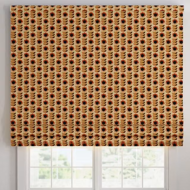 ANTE DECOR Palma Printed Cotton Made To Measure Blackout Roman Blind in Burnt Umber