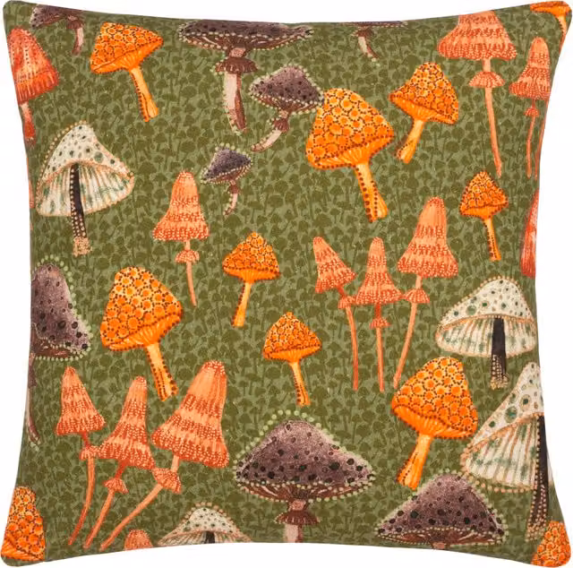 Make it a Home Mushroom Fields Abstract Green Square Cushion with Polyester and Feather Filling