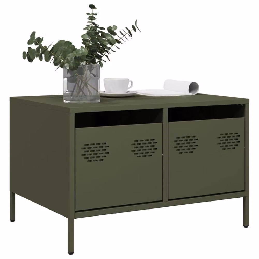 Berkfield Home Industrial TV Cabinet in Matt Olive Green, W/D/H: 68 x 50 x 43.5 cm – 2
