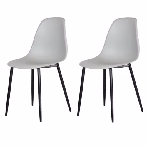 Core Products Aspen Pair of Grey Plastic Armless Dining Chairs with Powder Coated Metal Frame – 1