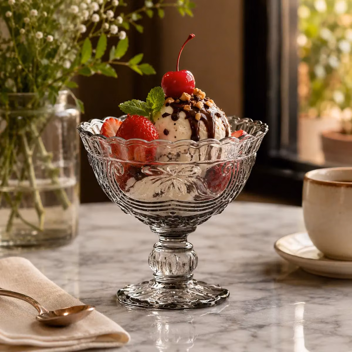 Premier Housewares Imperial Glass Sundae Dessert Bowl, Grey and Transparent, W/D/H: 13 x 13 x 12 cm – 3