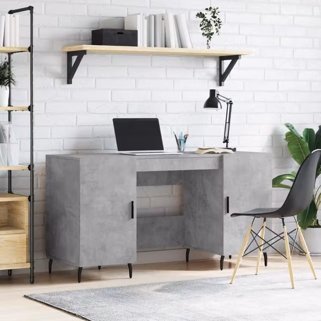Berkfield Industrial Writing Desk in Grey, W/D/H: 140 x 50 x 75 cm – 1