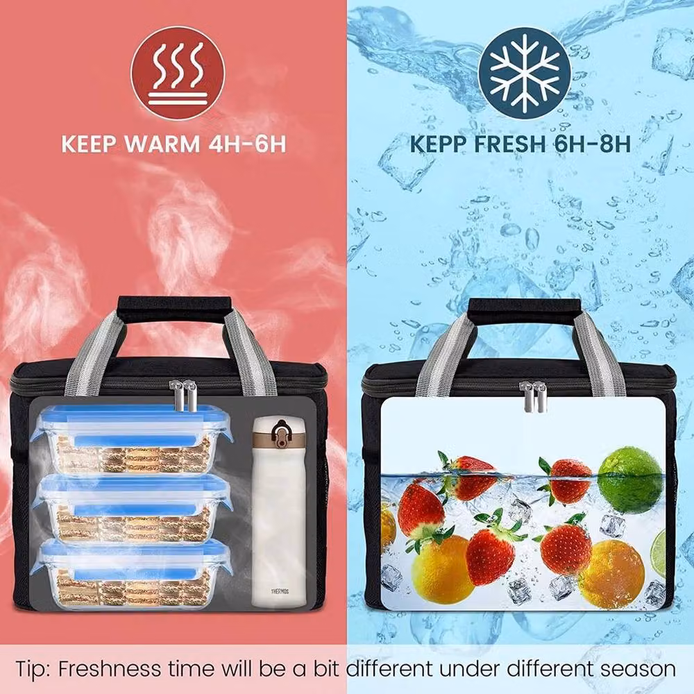 Kelvenix Black Large Insulated Thermal Lunch Bag for Adults and Kids – 5