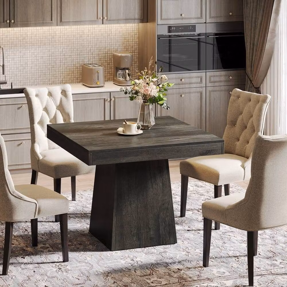 VOGREX Square Farmhouse Dining Table in Dark Grey, W/D/H: 80 x 80 x 75 cm – 2