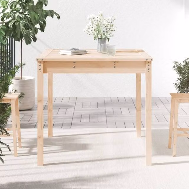 Berkfield Home Square Garden Table in Beige Solid Pine, W/D/H: 82.5 x 82.5 x 76 cm – 1