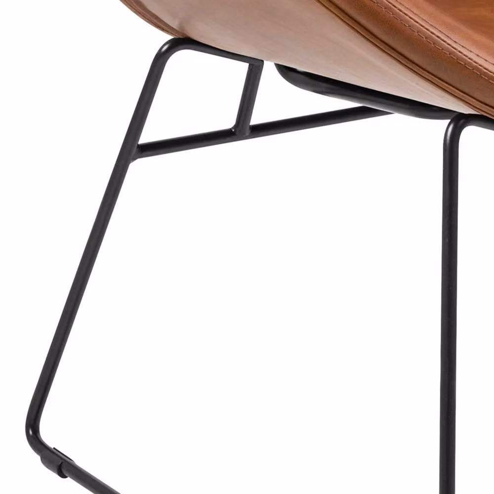 Wyld Haus Mazapan Lounge Chair in Brown Faux Leather with Metal Frame – 6