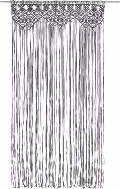 Berkfield Home Macrame Cotton Curtain in Anthracite Grey, W: 140 cm, H: 240 cm
