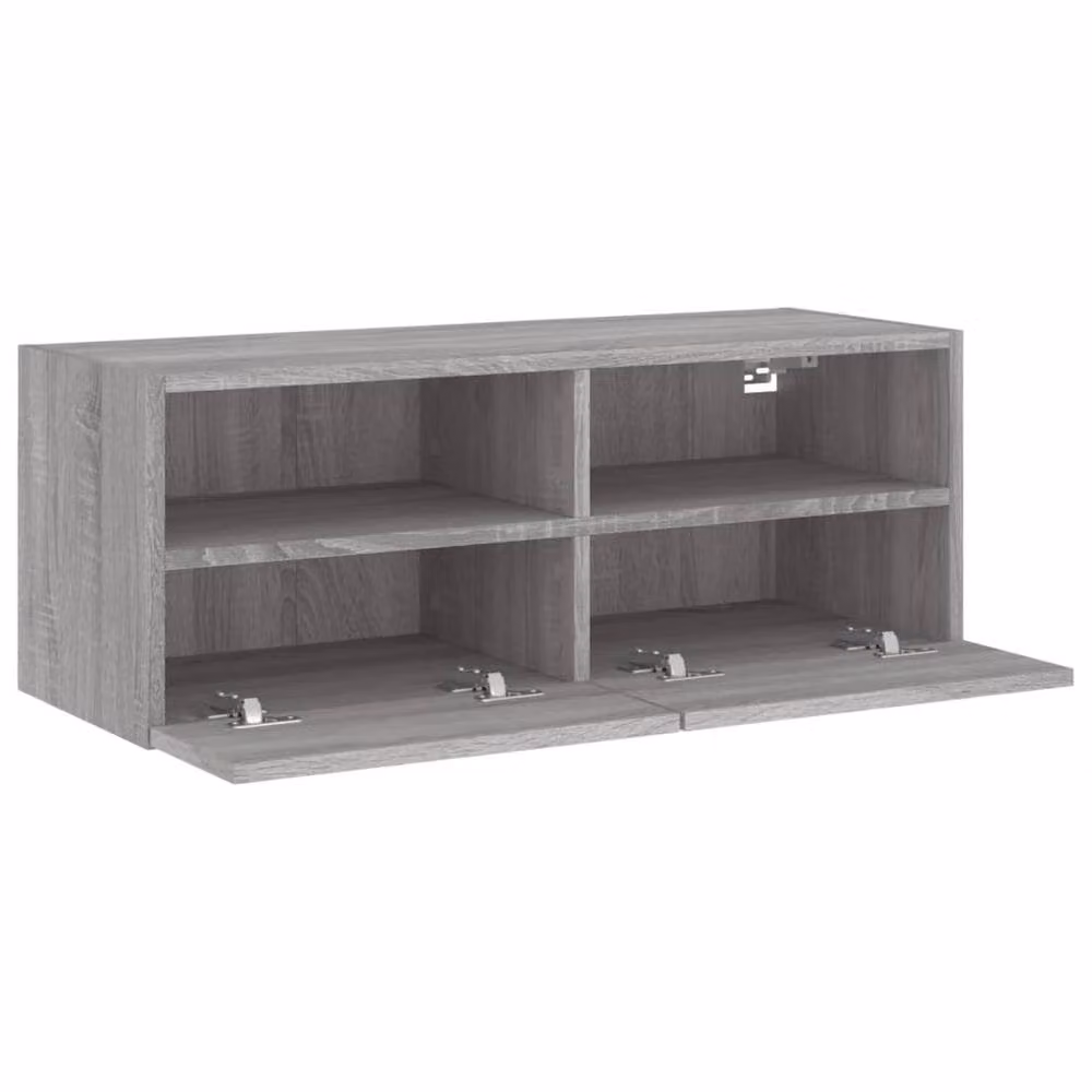 Berkfield Home Grey Sonoma Wall Mounted TV Cabinet with Internal Shelves and Hinged Doors, W/D/H: 80 x 30 x 30 cm – 6
