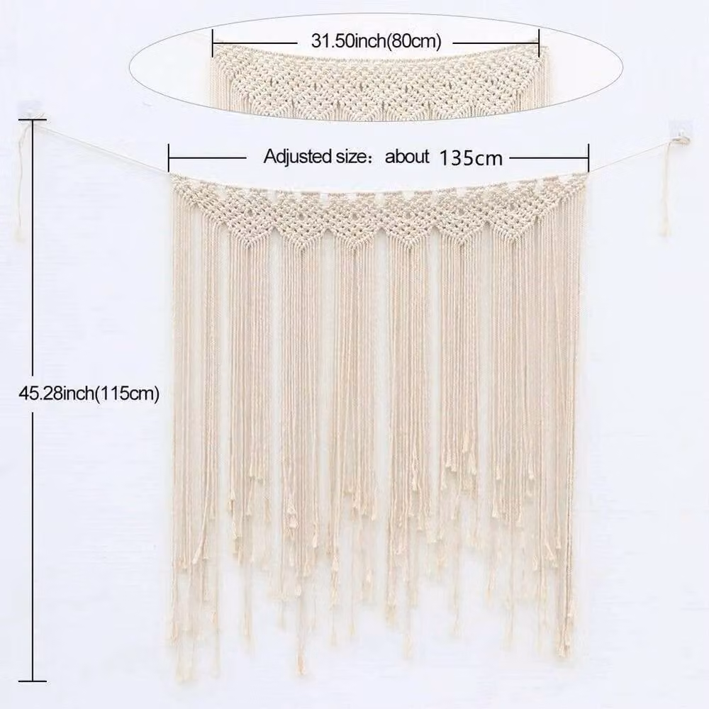 FLAVORA Boho Beaded Door Curtain in Beige, W/H: 115 x 135 cm – 2