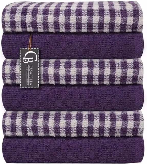 Casabella Tea Towels, Set of 6, Blue and Purple