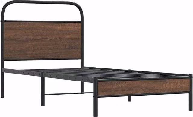 Berkfield Home Elegant Bed Frame in Brown Oak, W/D/H: 100 x 200 x 105 cm – 1