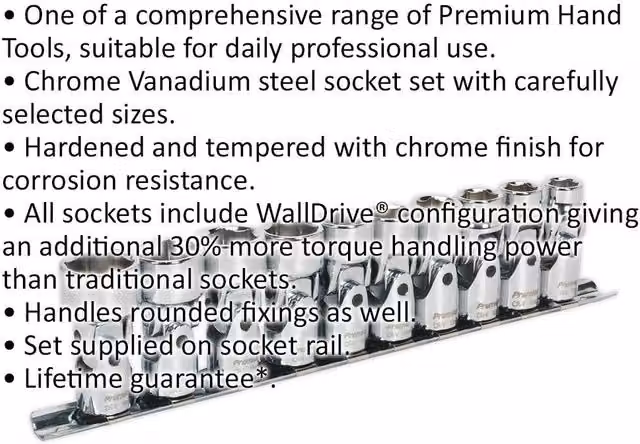 Loops 10 Pack Universal Metric Joint Sockets, 3/8 Inch Square Drive, 6 Point WallDrive, Chrome Vanadium, Silver and Multicolour