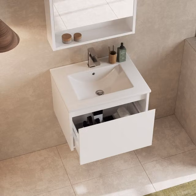 Banyetti Mino 600mm Wall-Hung Vanity Unit with Lira Basin in Gloss White