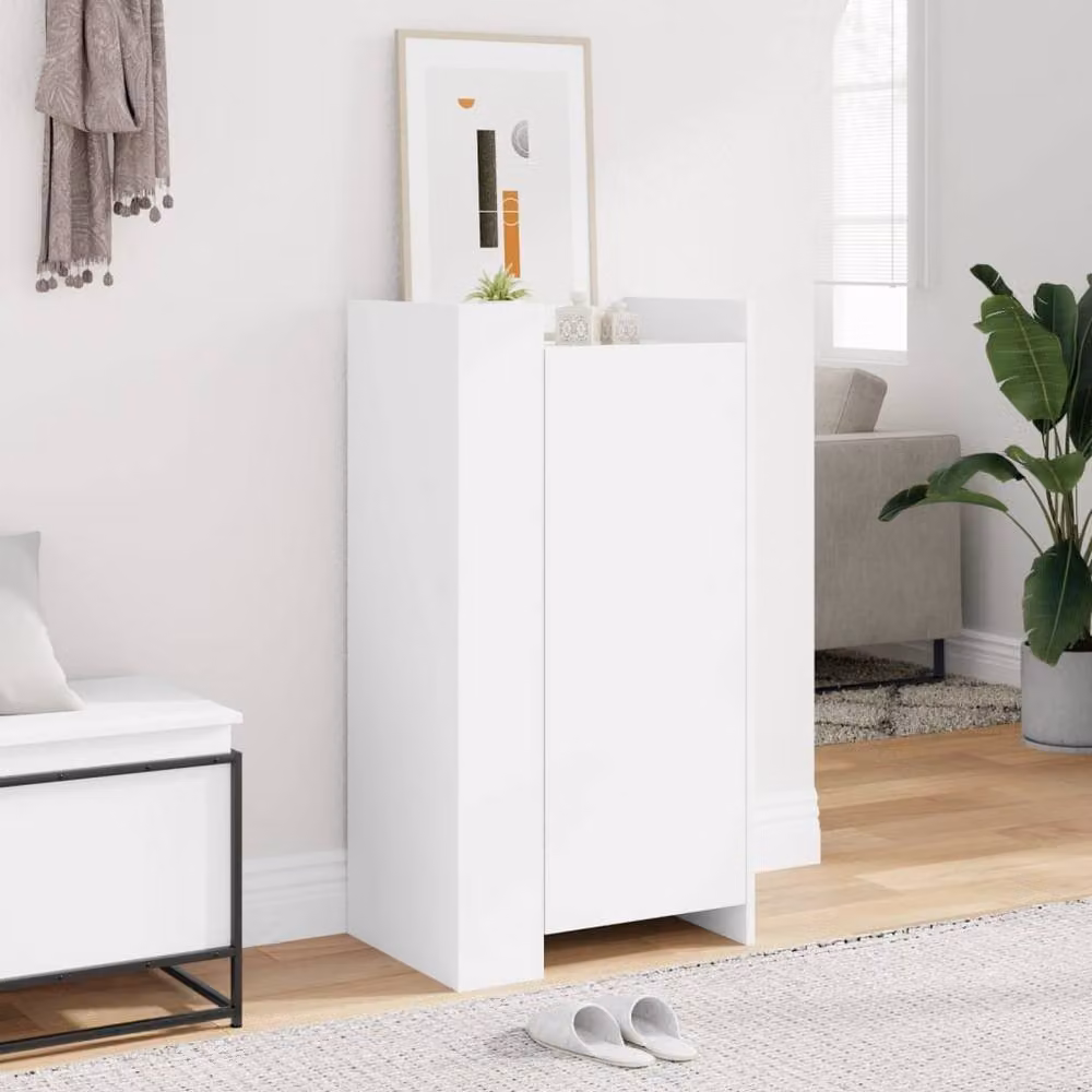 Berkfield Home White Minimalist Shoe Cabinet in Engineered Wood, H 100 x W 52 x D 37.5 cm – 2