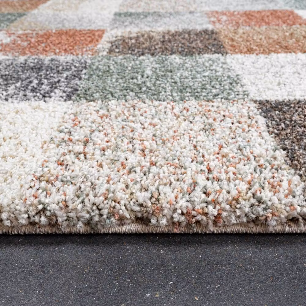 The Rug Shop UK Modern Checkerboard Shaggy Area Rug, Multicolour, W: 200 cm, D: 290 cm – 3